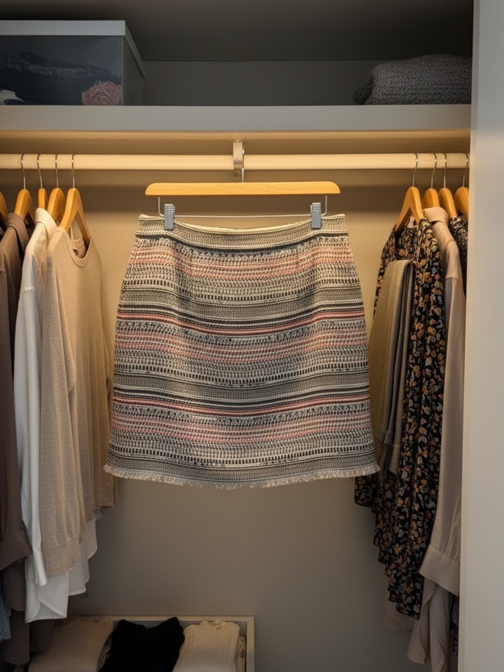 LOFT Striped Woven Mini Skirt in Pink, Cream and Gray